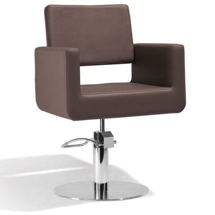 Sibel Hairdressing Chair Felicitas Brown with Round Foot