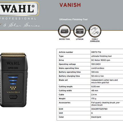 Wahl Vanish Shaver razor