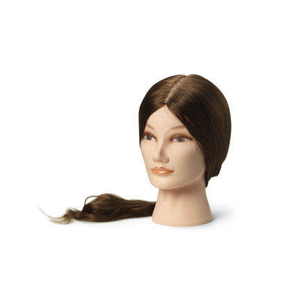 Maria practice head, 100% real hair, dark brown, 55/60 cm