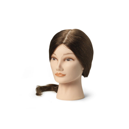 Maria practice head, 100% real hair, dark brown, 55/60 cm