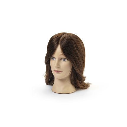 Maria practice head, 100% real hair, dark brown, 55/60 cm