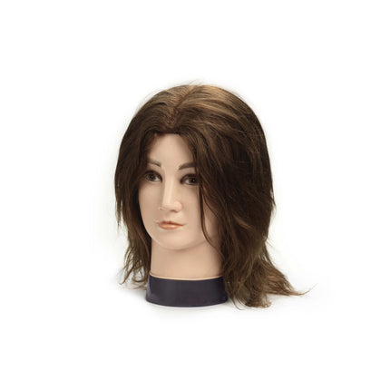 Maria practice head, 100% real hair, dark brown, 55/60 cm