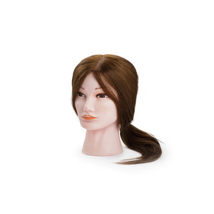 Maria practice head, 100% real hair, dark brown, 55/60 cm