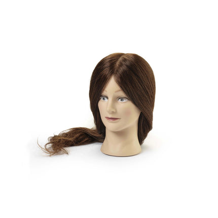 Maria practice head, 100% real hair, dark brown, 55/60 cm